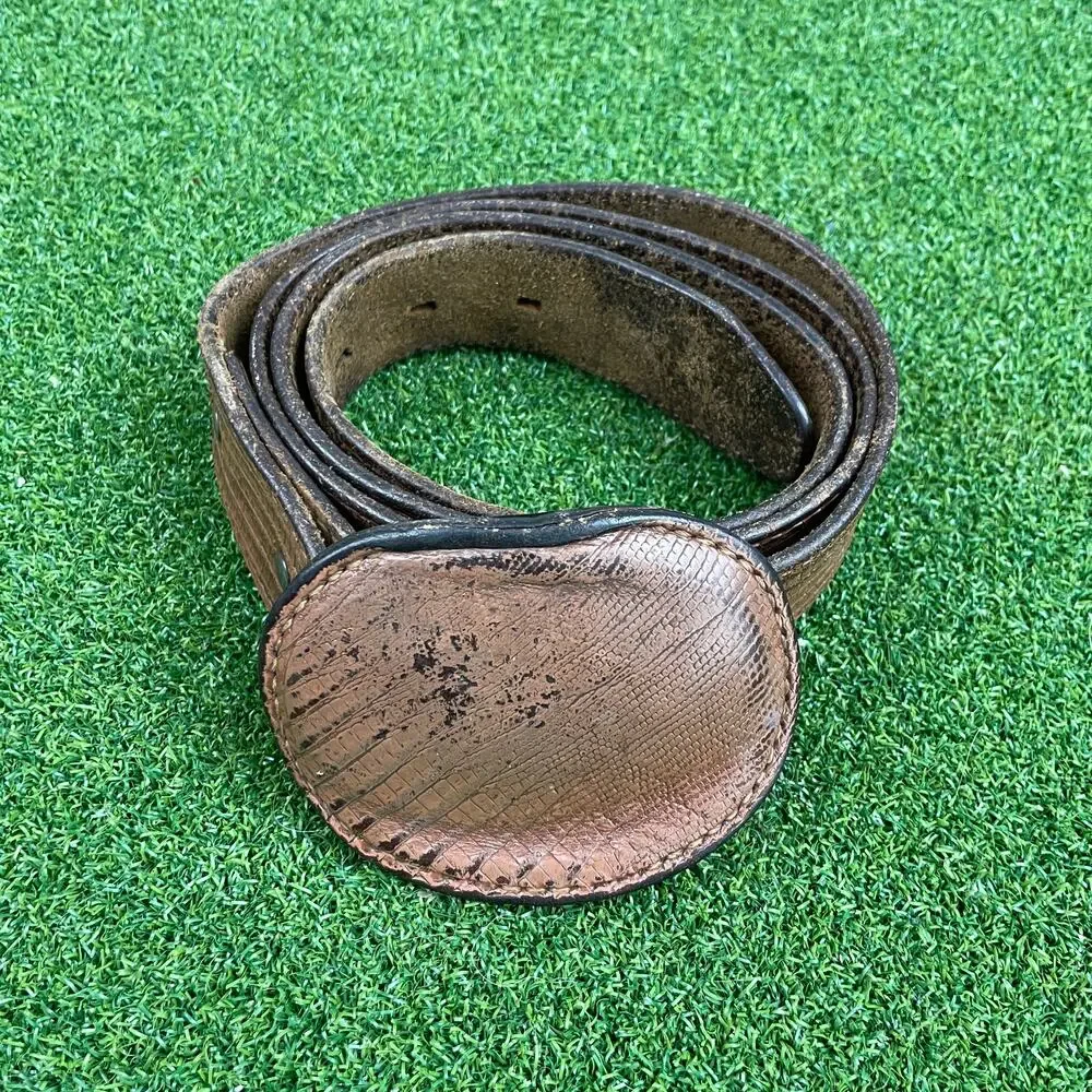 Vintage Brown Leather Western Belt Oval Buckle